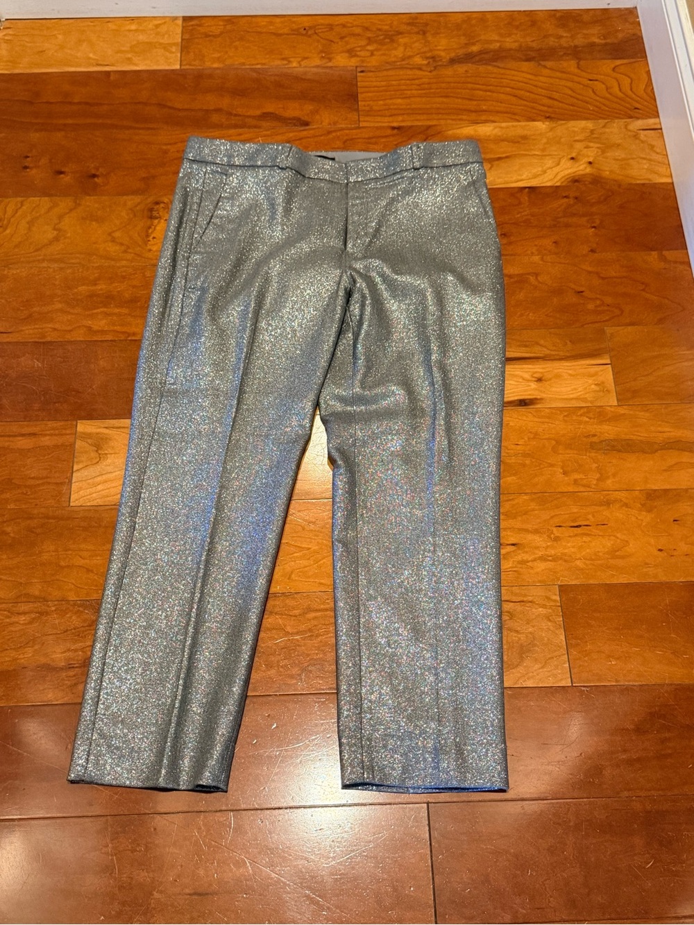 Banana Republic Metallic Silver Glitter Trousers